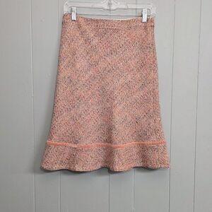 Gap Pink Wool Blend Tweed Velvet Trim Skirt Size 2